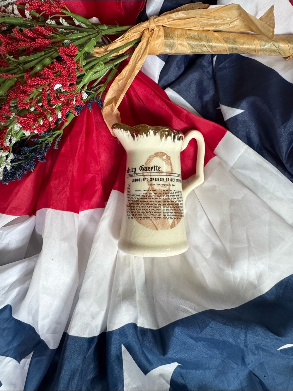 Vintage Red, White & Blue Patriotic Pitcher